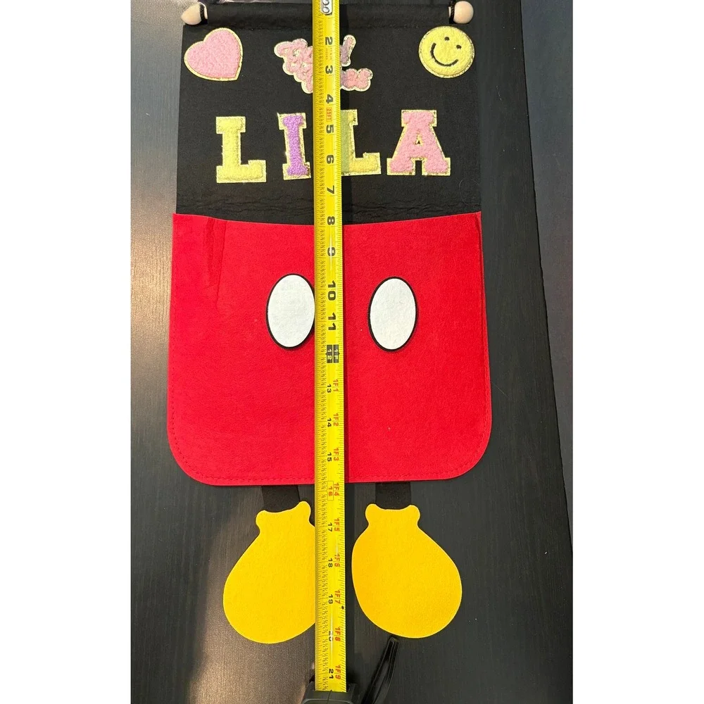 Fish Extender Wall Hanging Felt Pocket Mickey Inspired Lila Black Red 11x19in
